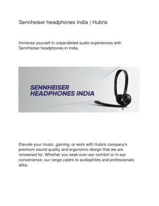 Sennheiser headphones India | Hubris