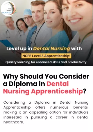 Why Should You Consider a Diploma in Dental Nursing Apprenticeship?
