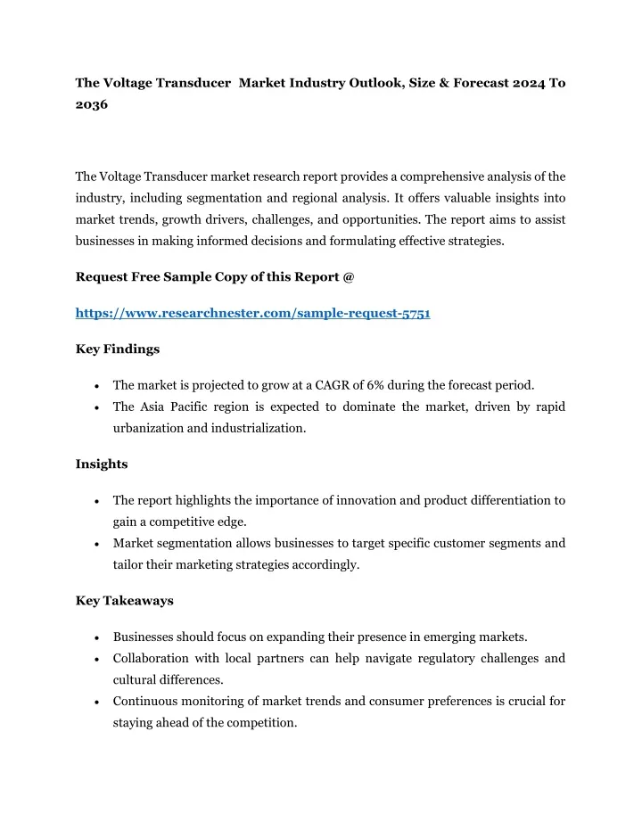 the voltage transducer market industry outlook