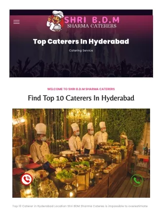 Top 10 Caterers Service In Hyderabad