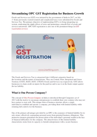 streamlining opc gst registration for business