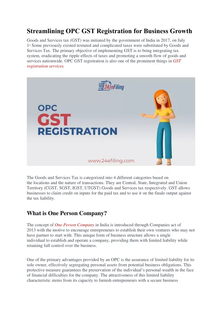 streamlining opc gst registration for business