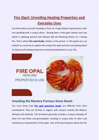 Fire Opal Unveiling Healing Properties and Everyday Uses
