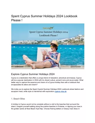 Spent Cyprus Summer Holidays 2024 Lookbook Please