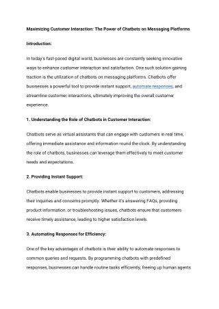 Maximizing Customer Interaction_ The Power of Chatbots on Messaging Platforms