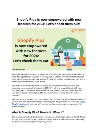 Unveiling the Enhanced Shopify Plus Features for 2024: Explore the Latest Upgrad