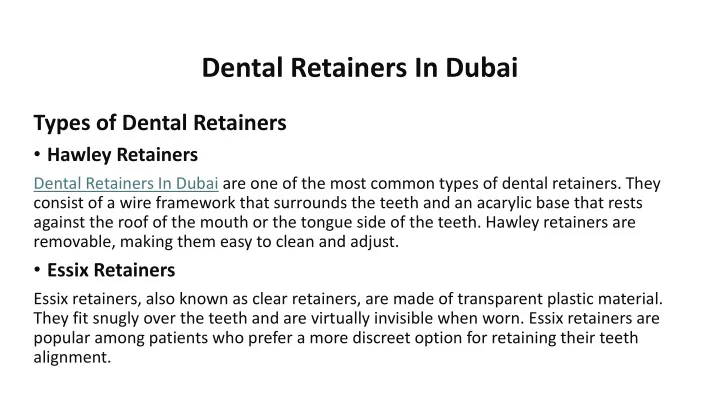 dental retainers in dubai