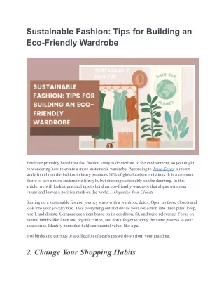 Sustainable Fashion_ Tips for Building an Eco-Friendly Wardrobe