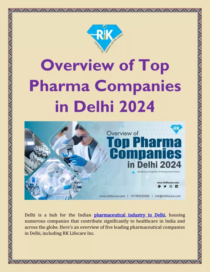 overview of top pharma companies in delhi 2024