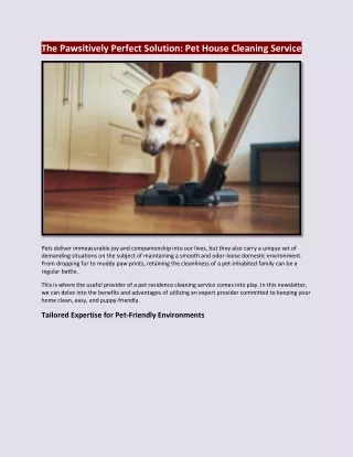 The Pawsitively Perfect Solution Pet House Cleaning Service