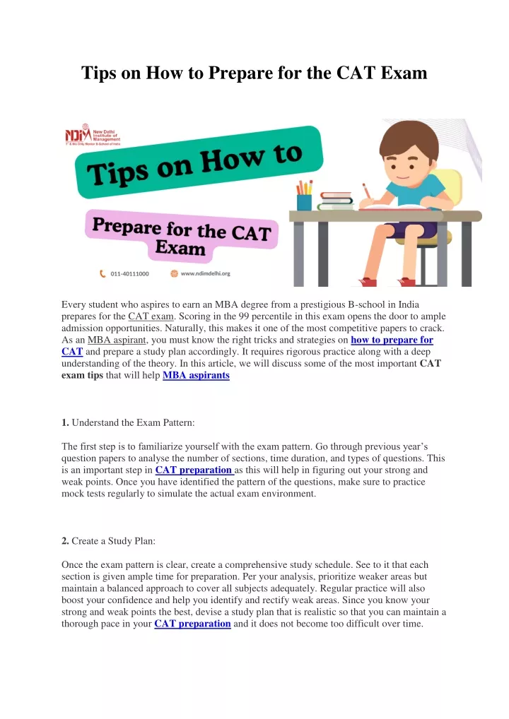 tips on how to prepare for the cat exam