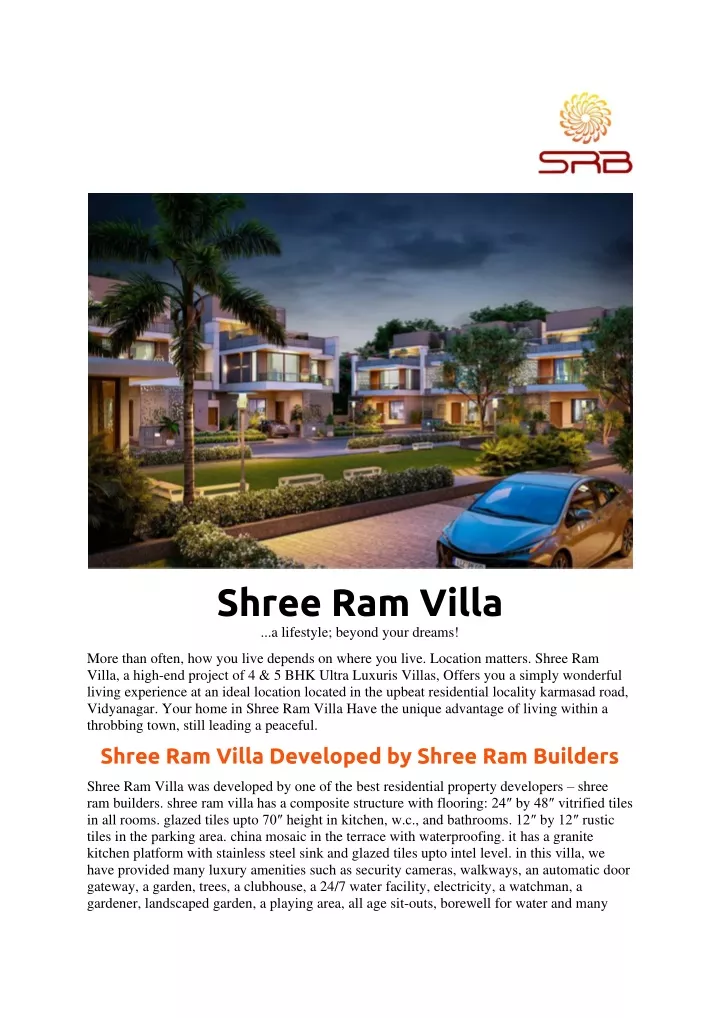 shree ram villa a lifestyle beyond your dreams