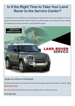 Is It the Right Time to Take Your Land Rover to the Service Center?