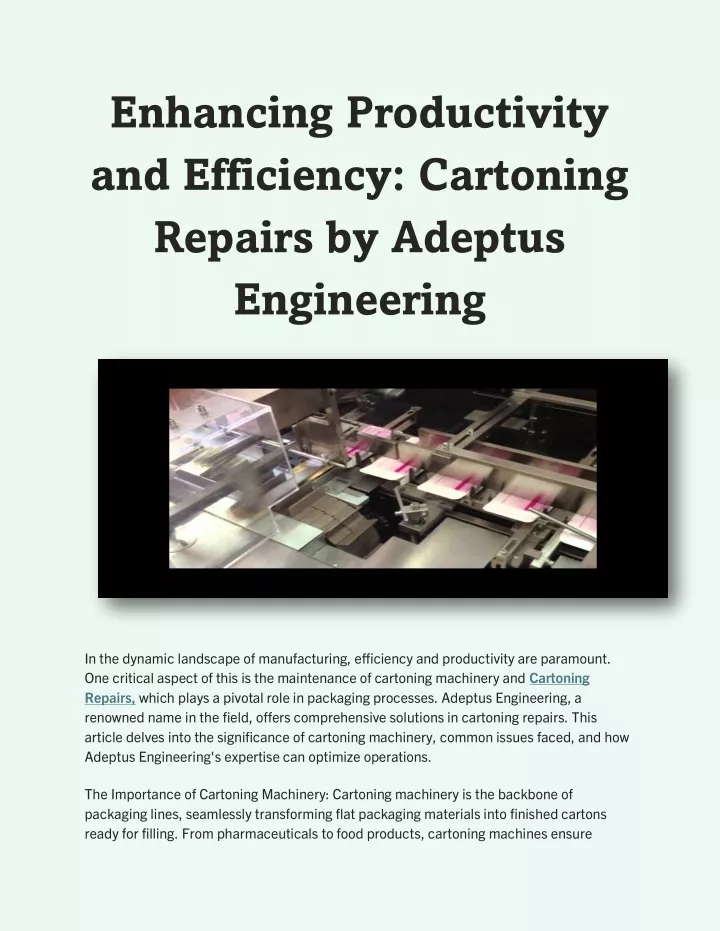 enhancing productivity and efficiency cartoning