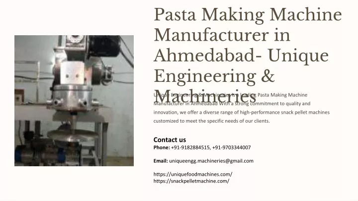 pasta making machine manufacturer in ahmedabad