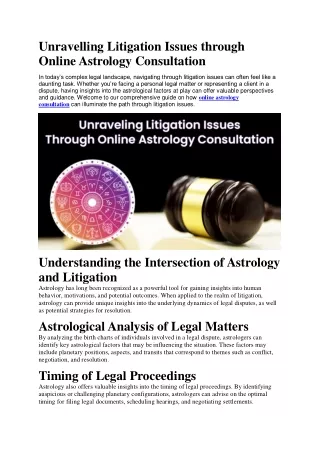 Unravelling Litigation Issues through Online Astrology Consultation