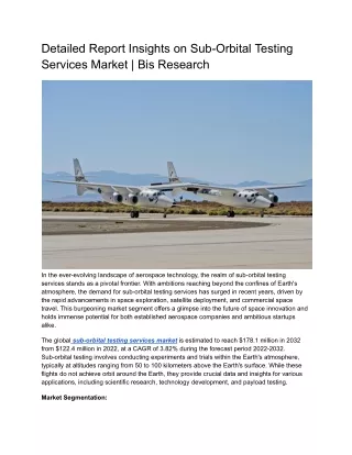 Sub-Orbital Testing Services Market Analysis 2022-2032