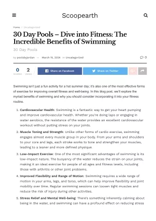 30 Day Pools – Dive into Fitness: The Incredible Benefits of Swimming