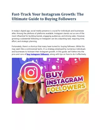 Fast-Track Your Instagram Growth: The Ultimate Guide to Buying Followers