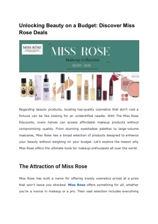 Unlocking Beauty on a Budget: Discover Miss Rose Deals