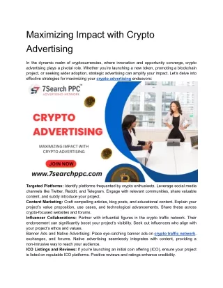 maximizing impact with crypto advertising