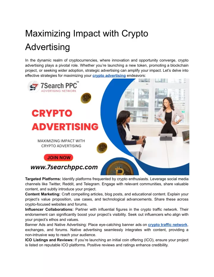 maximizing impact with crypto advertising