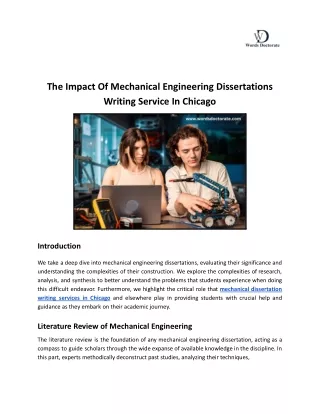 The Impact of Mechanical Engineering Dissertations Writing Service in Chicago.docx