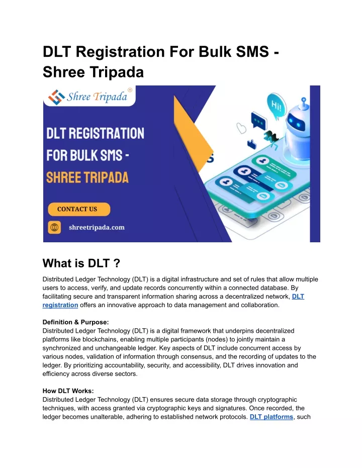 dlt registration for bulk sms shree tripada