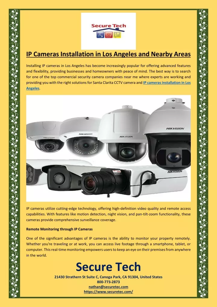 ip cameras installation in los angeles and nearby