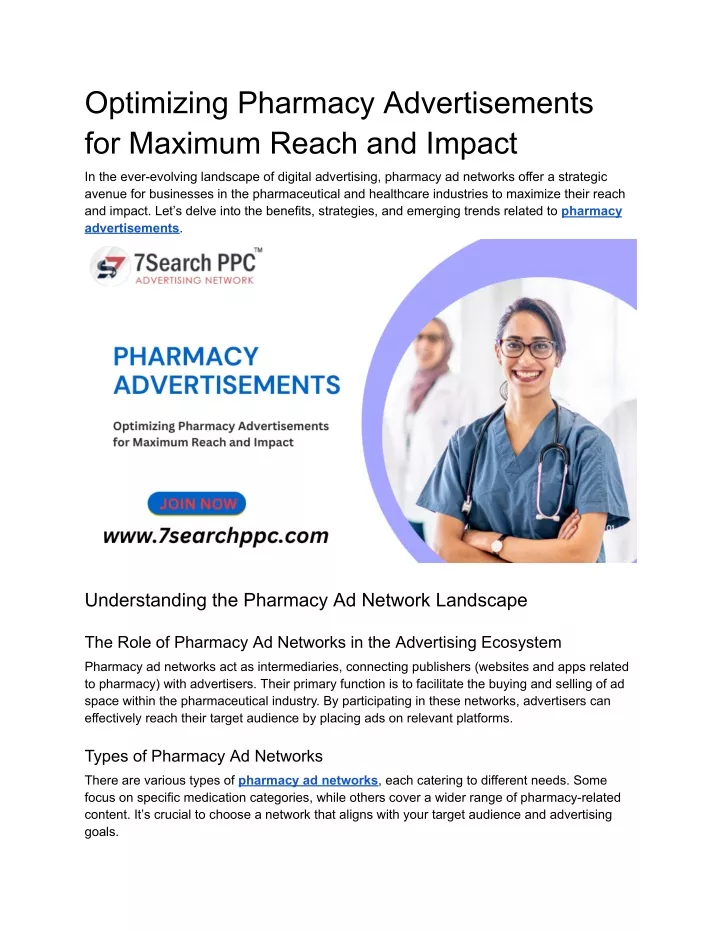 optimizing pharmacy advertisements for maximum