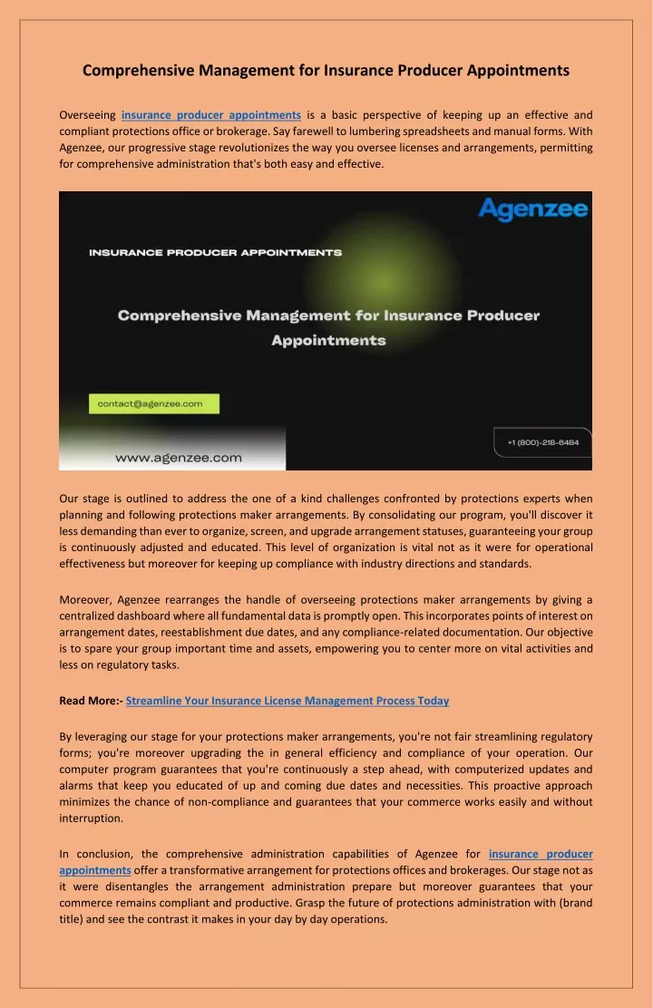 comprehensive management for insurance producer