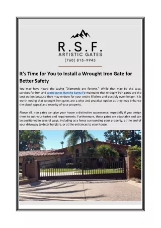 It's Time for You to Install a Wrought Iron Gate for Better Safety