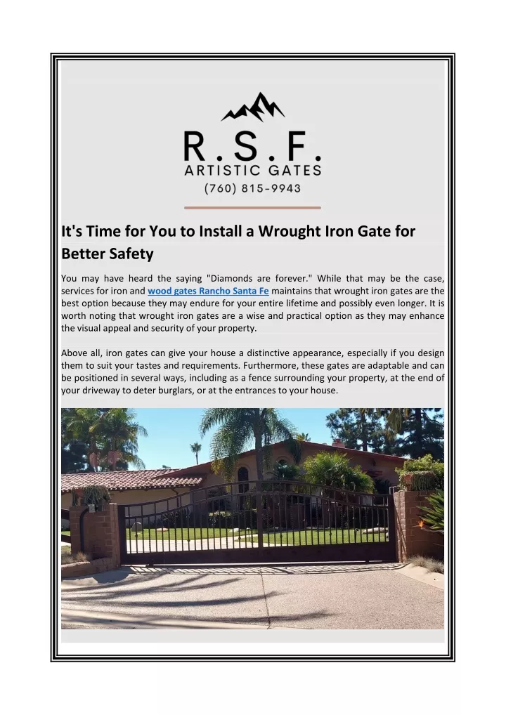 it s time for you to install a wrought iron gate