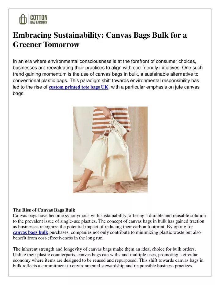 embracing sustainability canvas bags bulk
