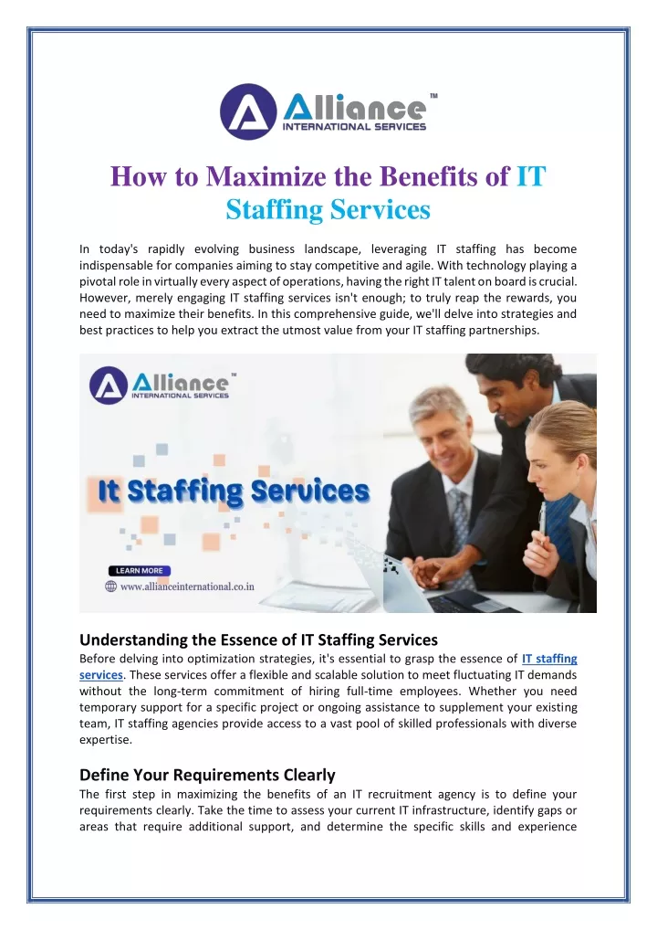 how to maximize the benefits of it staffing