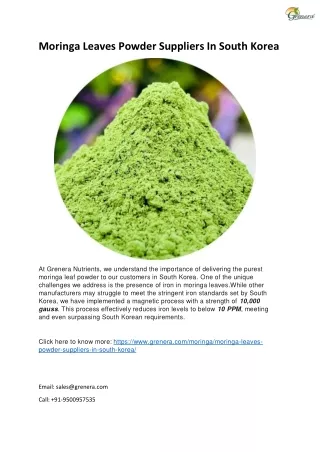 Moringa Leaves Powder Suppliers In South Korea