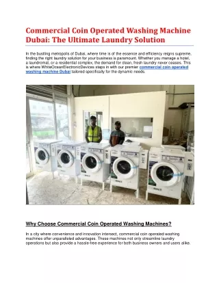 Commercial Coin Operated Washing Machine Dubai-The Ultimate Laundry