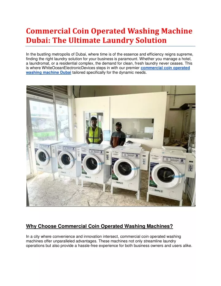 commercial coin operated washing machine dubai