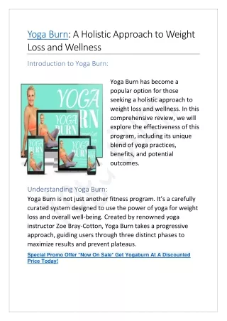 Yoga Burn: A Holistic Approach to Weight Loss and Wellness