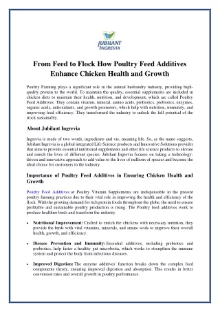from feed to flock how poultry feed additives