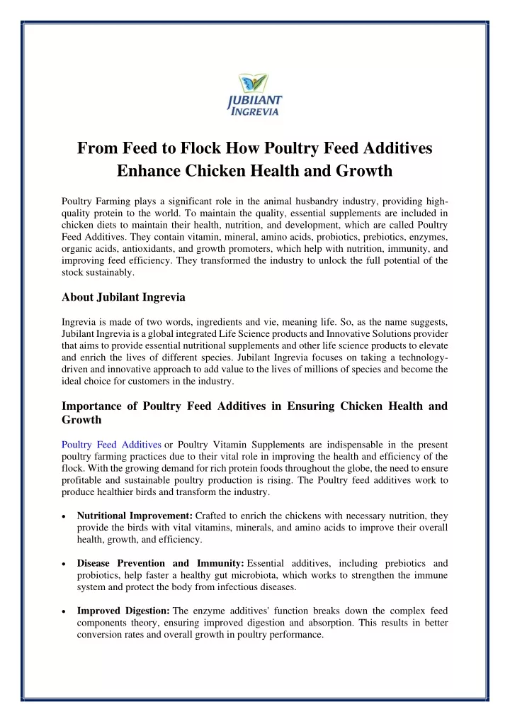 from feed to flock how poultry feed additives