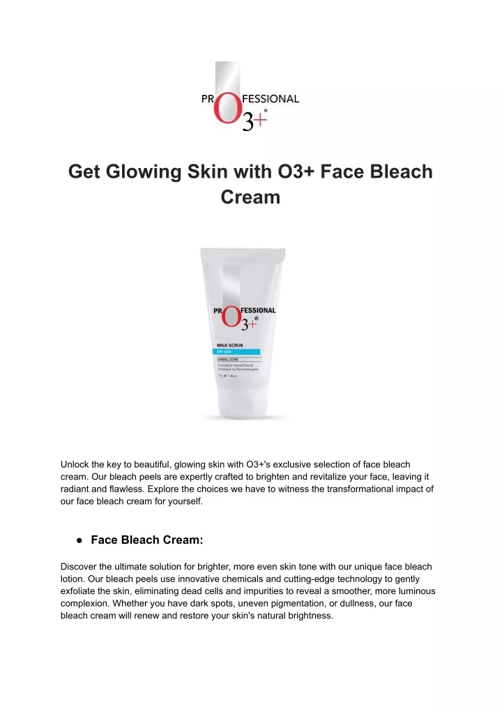 get glowing skin with o3 face bleach cream