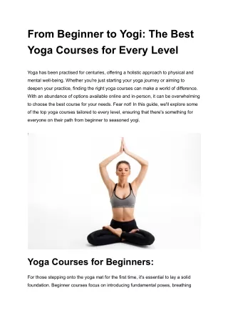Yoga Courses