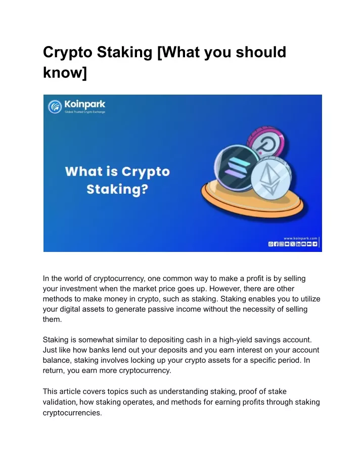 crypto staking what you should know