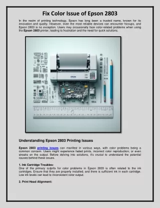 Printershut | Fix Color Issue of Epson 2803