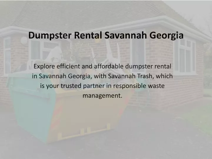 dumpster rental savannah georgia