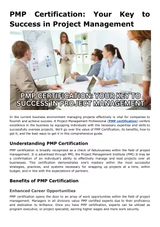 PMP Certification: Your Key to Success in Project Management