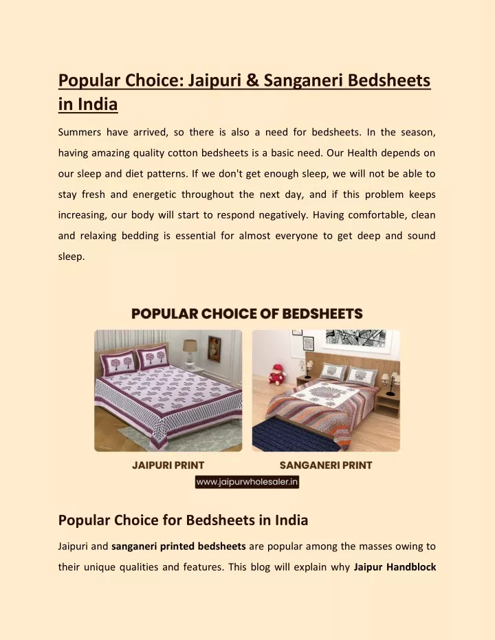 popular choice jaipuri sanganeri bedsheets