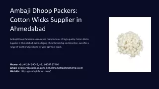 Cotton Wicks Supplier in Ahmedabad, Best Cotton Wicks Supplier in Ahmedabad