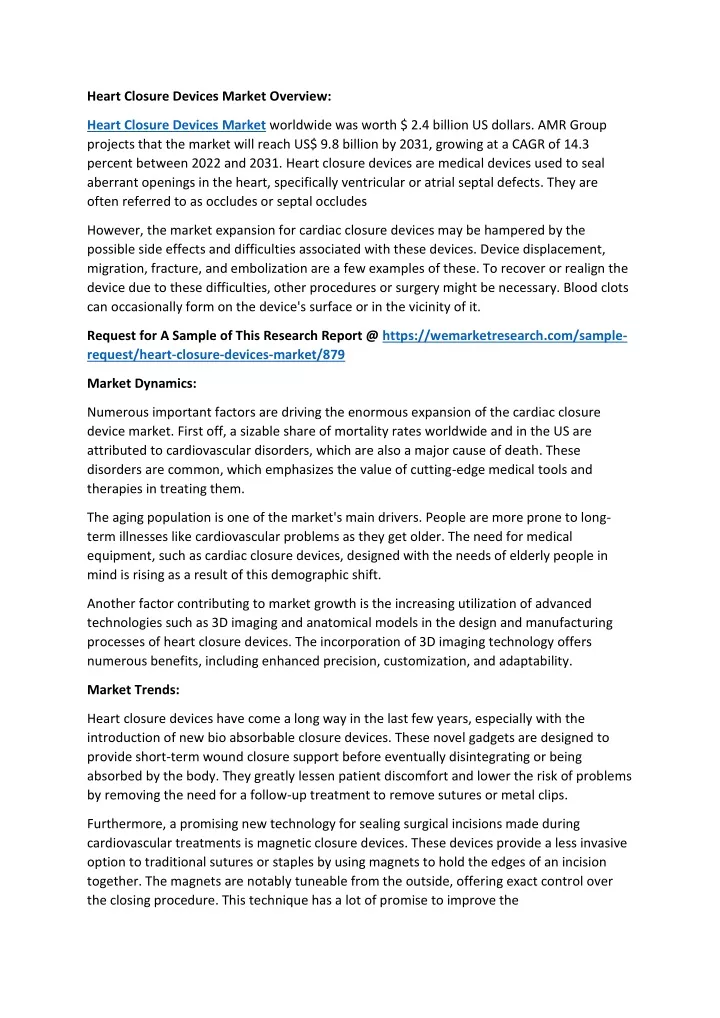 heart closure devices market overview